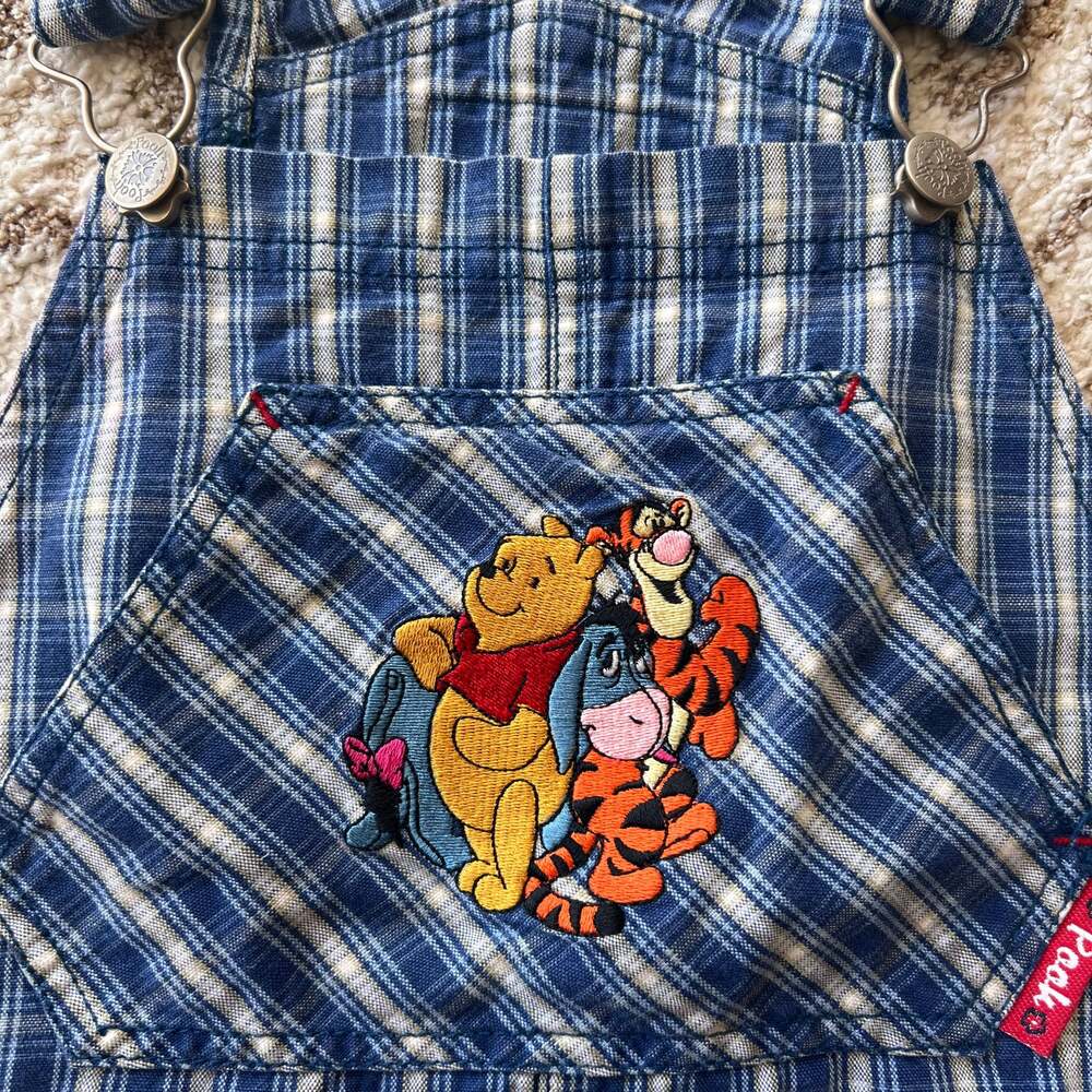 Vintage Disney Winnie the Pooh and Tigger Plaid Short Overalls